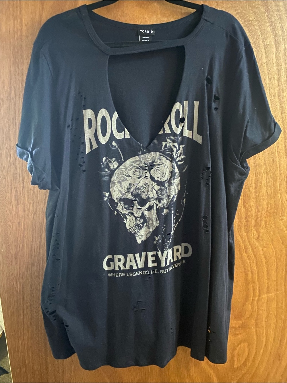 torrid Black Distressed Skull Graphic Tee